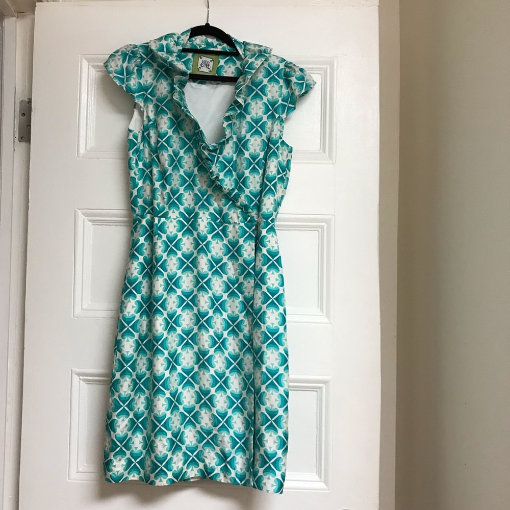 Elizabeth McKay Teal and White Clover Dress - Picture 2 of 8
